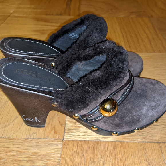 Coach suede mules, size 7, brown - Picture 2 of 4